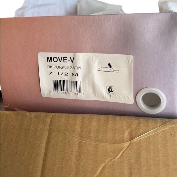 Lisa Vicky Purple Satin Pointy Toe Move Crystal Embellished Flats 7.5 - Picture 4 of 4